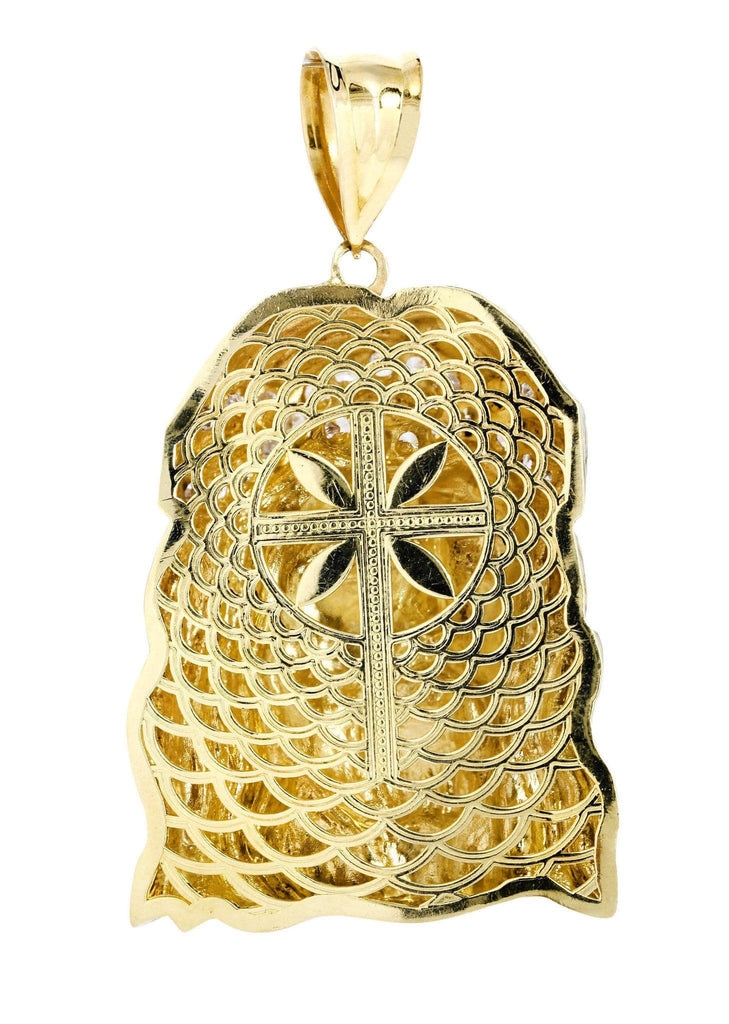 Big Jesus Piece & Cz 10K Yellow Gold Pendant. | 59.2 Grams MEN'S PENDANTS FROST NYC 