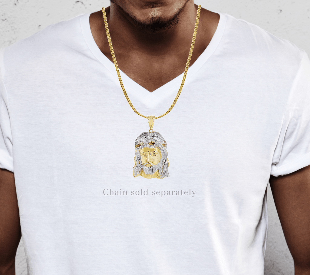 Big Jesus Piece & Cz 10K Yellow Gold Pendant. | 59.2 Grams MEN'S PENDANTS FROST NYC 