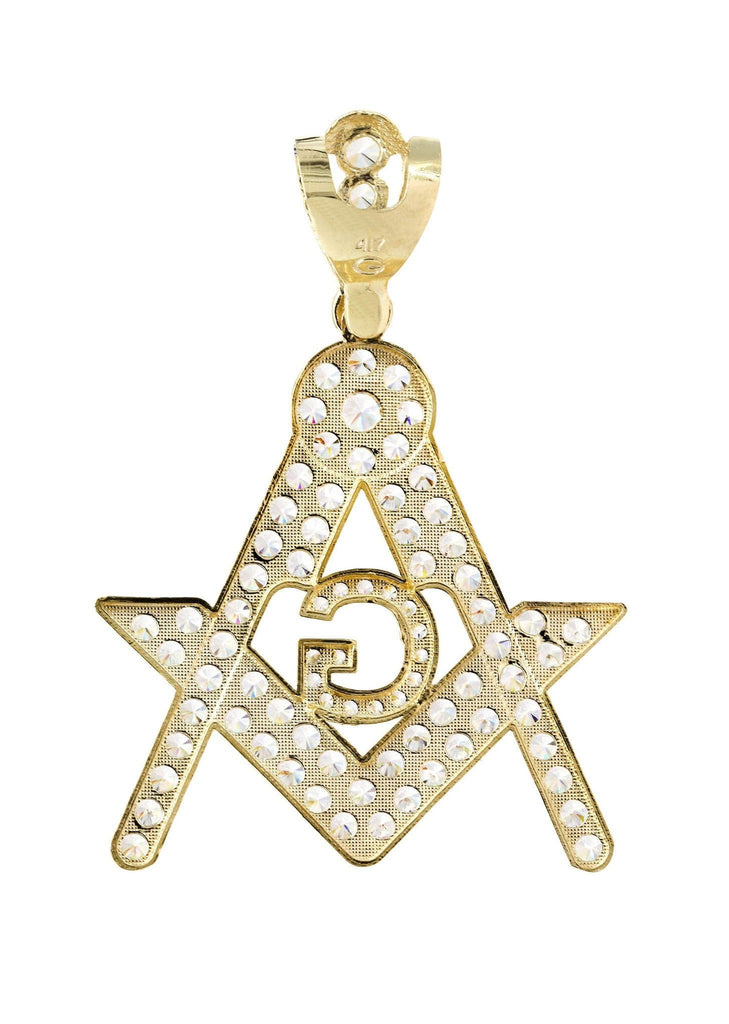 Big Mason & Cz 10K Yellow Gold Pendant. | 11.4 Grams MEN'S PENDANTS FROST NYC 