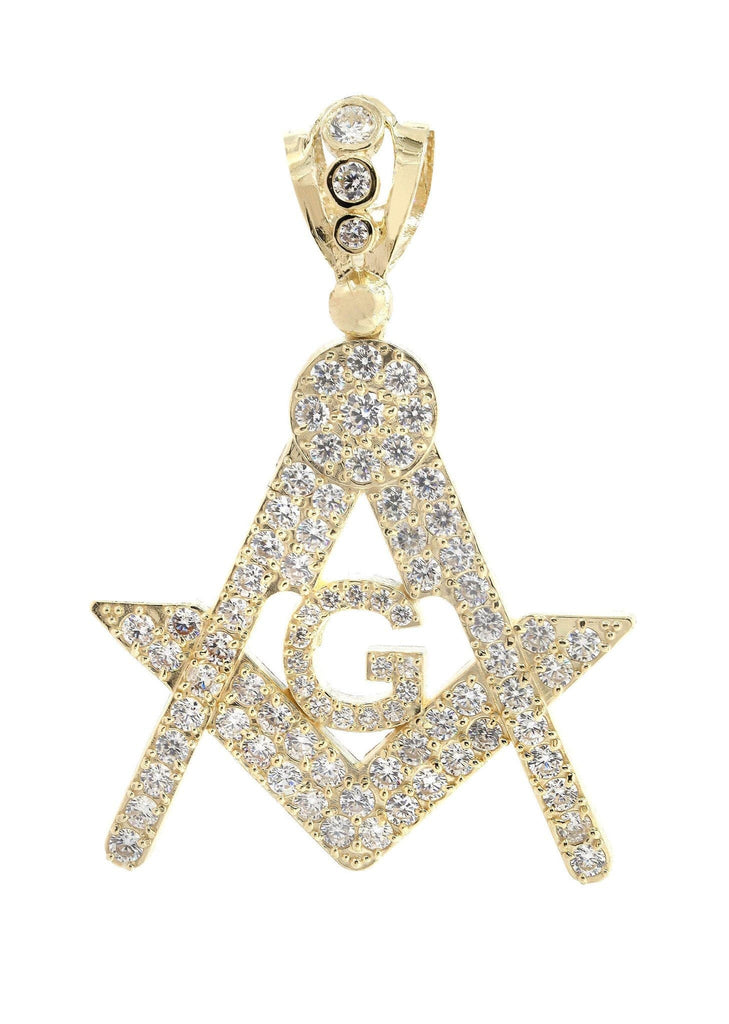 Big Mason & Cz 10K Yellow Gold Pendant. | 11.4 Grams MEN'S PENDANTS FROST NYC 