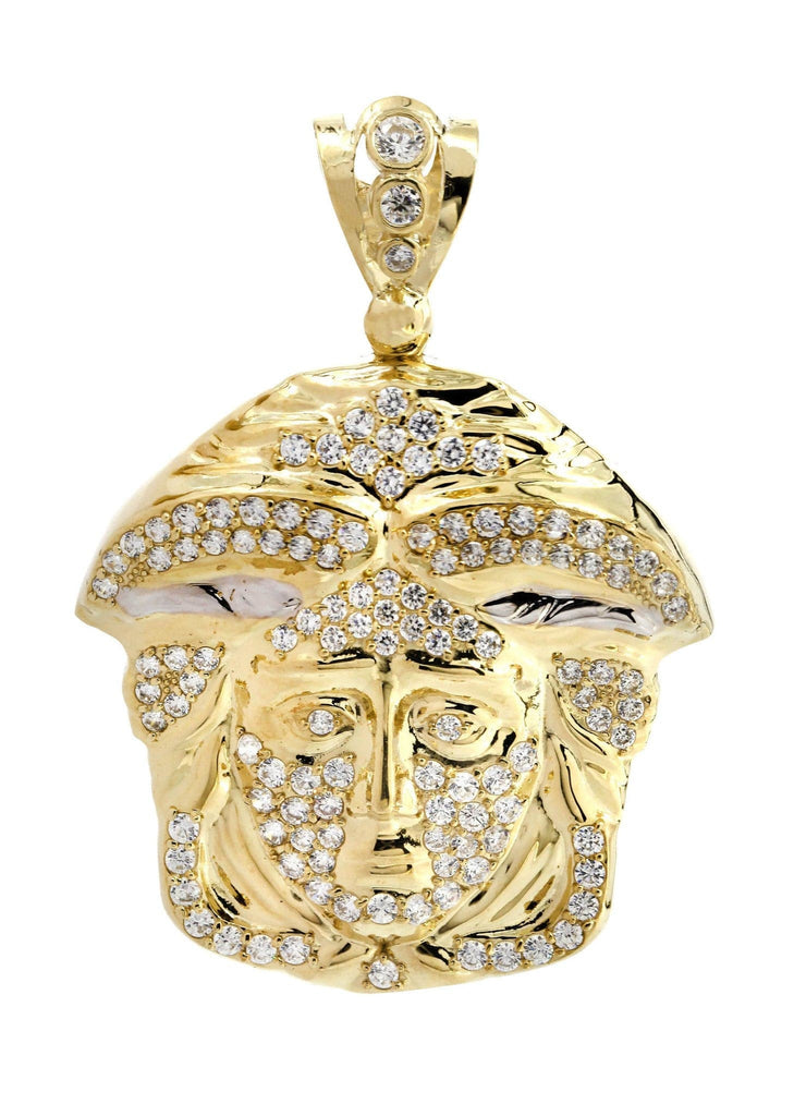 Big Medusa & Cz 10K Yellow Gold Pendant. | 15.7 Grams MEN'S PENDANTS FROST NYC 