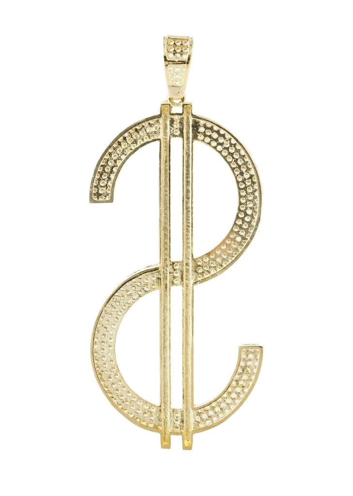 Big Dollar & Cz 10K Yellow Gold Pendant. | 10.5 Grams MEN'S PENDANTS FROST NYC 