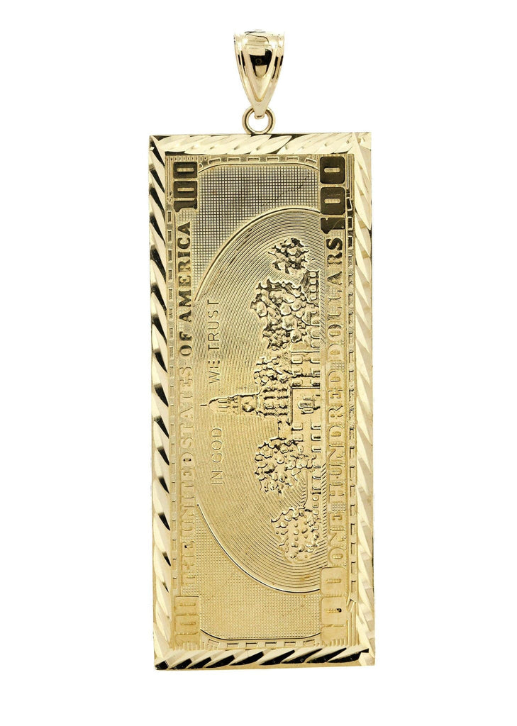 Big Hundred Bill 10K Yellow Gold Pendant. | 16.2 Grams MEN'S PENDANTS FROST NYC 