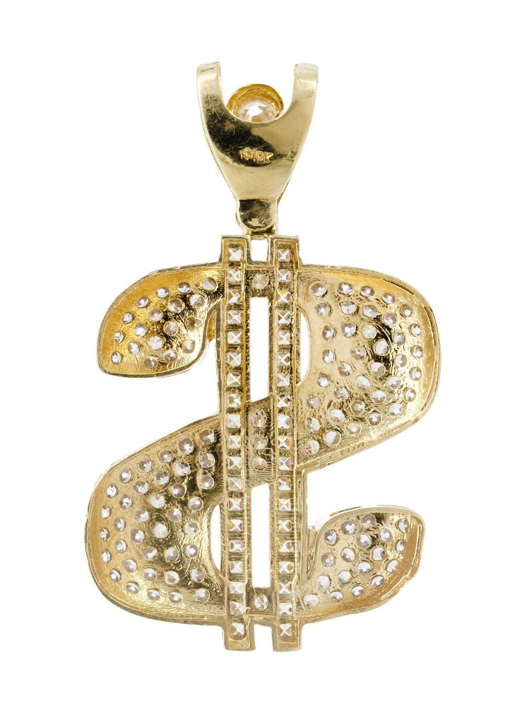 Big Dollar & Cz 10K Yellow Gold Pendant. | 21.3 Grams MEN'S PENDANTS FROST NYC 