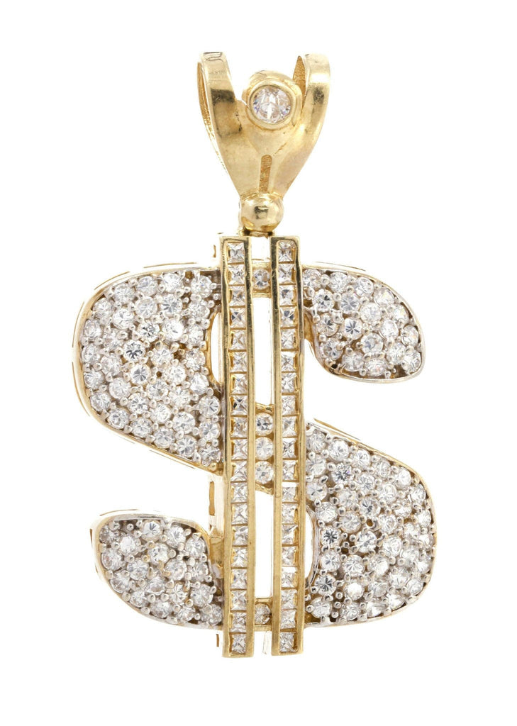 Big Dollar & Cz 10K Yellow Gold Pendant. | 21.3 Grams MEN'S PENDANTS FROST NYC 