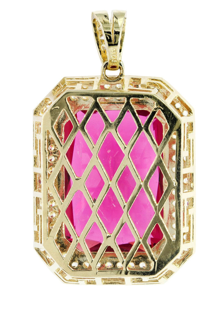 Medium Ruby & Cz 10K Yellow Gold Pendant. | 14.3 Grams MEN'S PENDANTS FROST NYC 