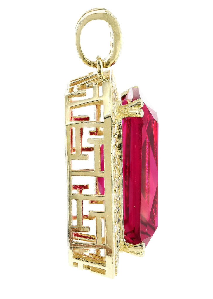 Medium Ruby & Cz 10K Yellow Gold Pendant. | 14.3 Grams MEN'S PENDANTS FROST NYC 