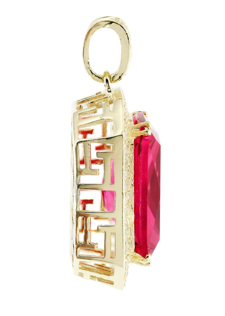 Medium Ruby & Cz 10K Yellow Gold Pendant. | 14 Grams MEN'S PENDANTS FROST NYC 