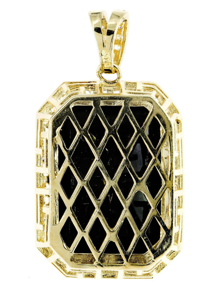 Medium Black Spinnel & Cz 10K Yellow Gold Pendant. | 11.4 Grams MEN'S PENDANTS FROST NYC 