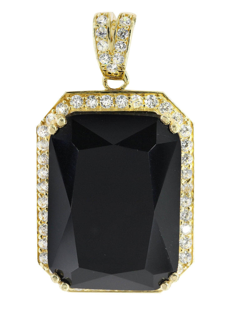 Medium Black Spinnel & Cz 10K Yellow Gold Pendant. | 11.4 Grams MEN'S PENDANTS FROST NYC 