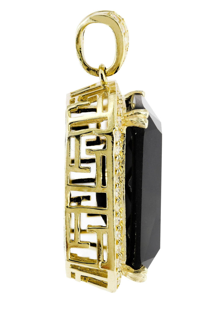 Medium Black Spinnel & Cz 10K Yellow Gold Pendant. | 11.4 Grams MEN'S PENDANTS FROST NYC 