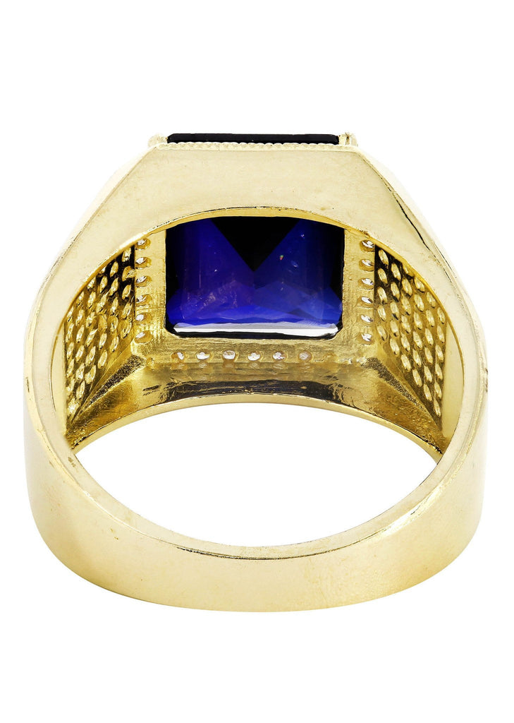 Sapphire & Cz 10K Yellow Gold Mens Ring. | 9.3 Grams MEN'S RINGS FROST NYC 