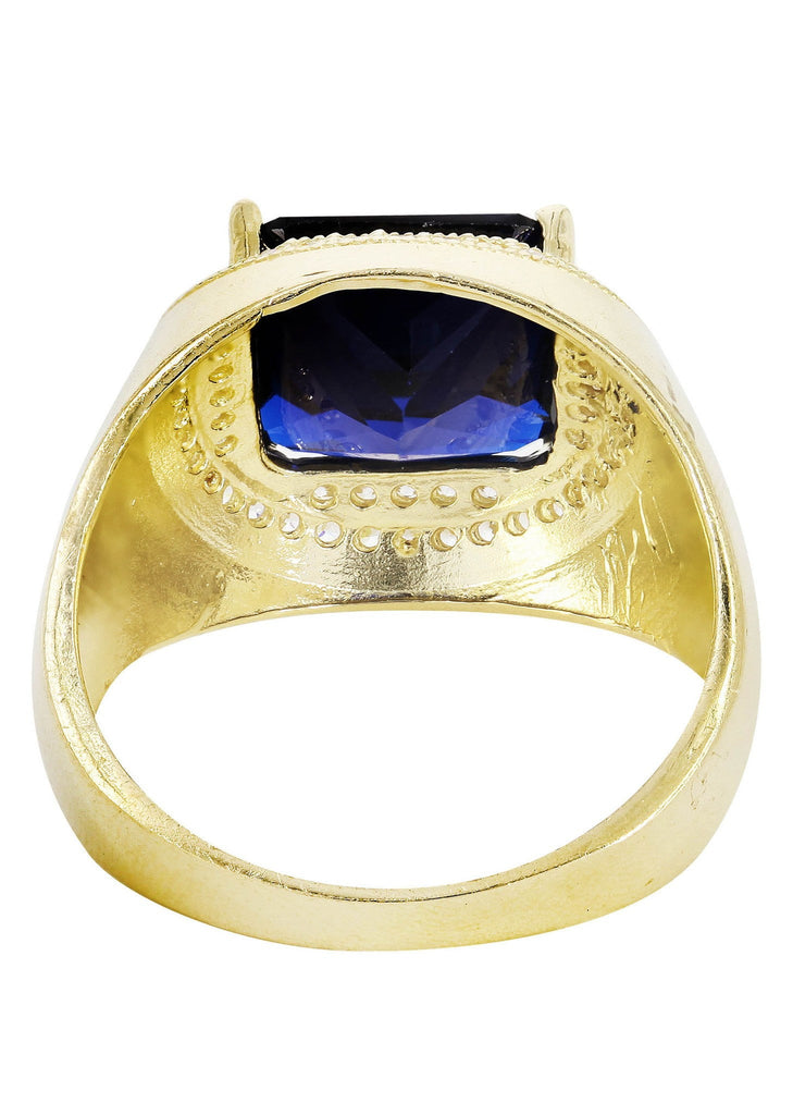 Sapphire & Cz 10K Yellow Gold Mens Ring. | 9 Grams MEN'S RINGS FROST NYC 