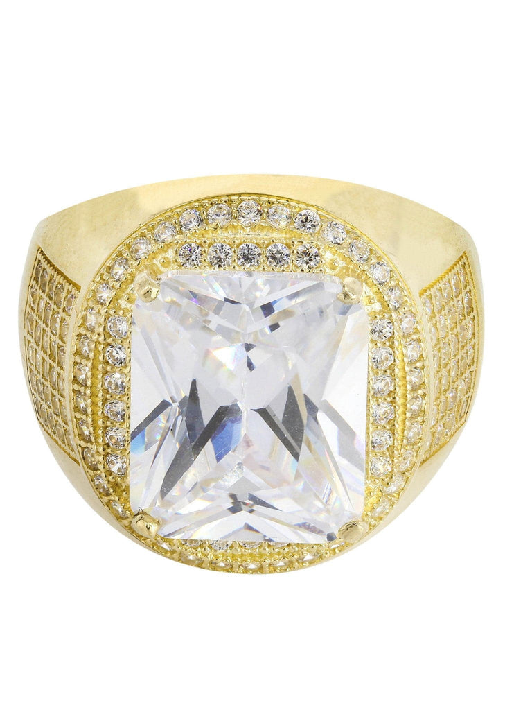 Rock Crystal & Cz 10K Yellow Gold Mens Ring. | 9.4 Grams MEN'S RINGS FROST NYC 