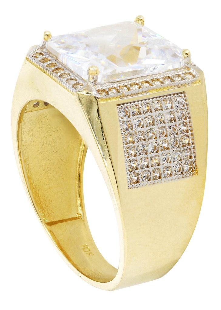 Rock Crystal & Cz 10K Yellow Gold Mens Ring. | 10.43 Grams MEN'S RINGS FROST NYC 