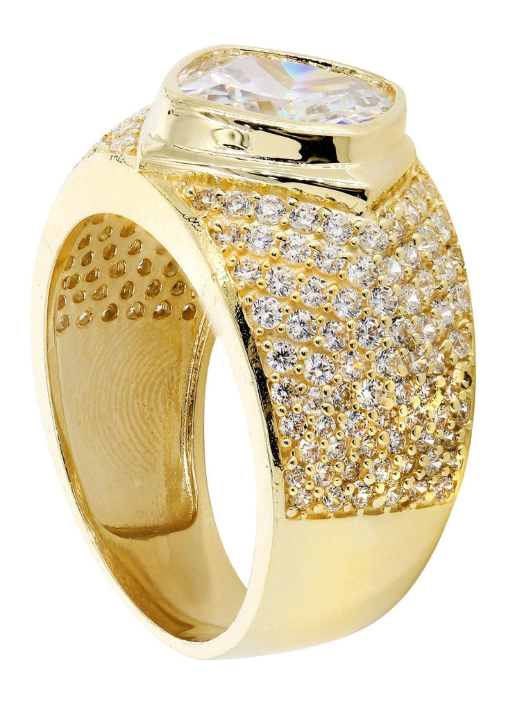 Rock Crystal & Cz 10K Yellow Gold Mens Ring. | 11.4 Grams MEN'S RINGS FROST NYC 