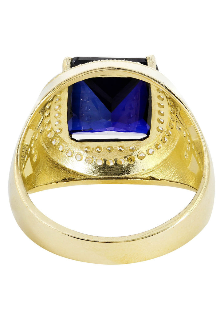 Sapphire & Cz 10K Yellow Gold Mens Ring. | 9 Grams MEN'S RINGS FROST NYC 