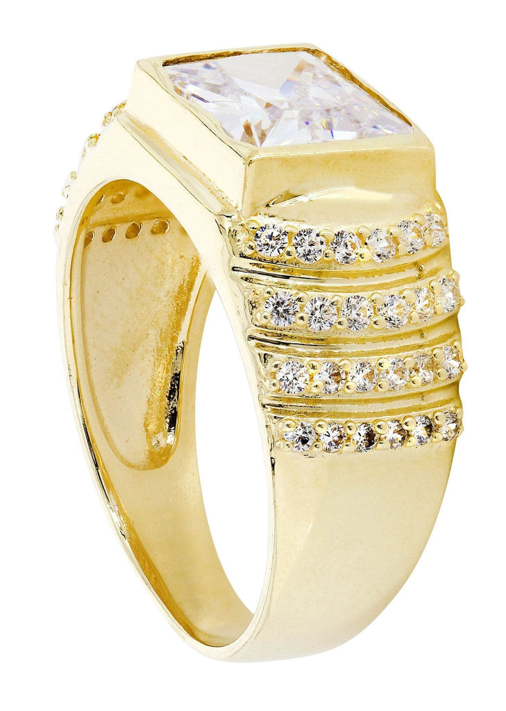 Rock Crystal & Cz 10K Yellow Gold Mens Ring. | 7.8 Grams MEN'S RINGS FROST NYC 