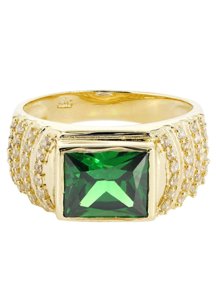 Emerald & Cz 10K Yellow Gold Mens Ring. | 8.1 Grams MEN'S RINGS FROST NYC 