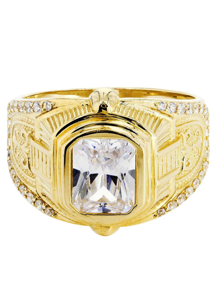 Rock Crystal & Cz 10K Yellow Gold Mens Ring. | 8.7 Grams MEN'S RINGS FROST NYC 