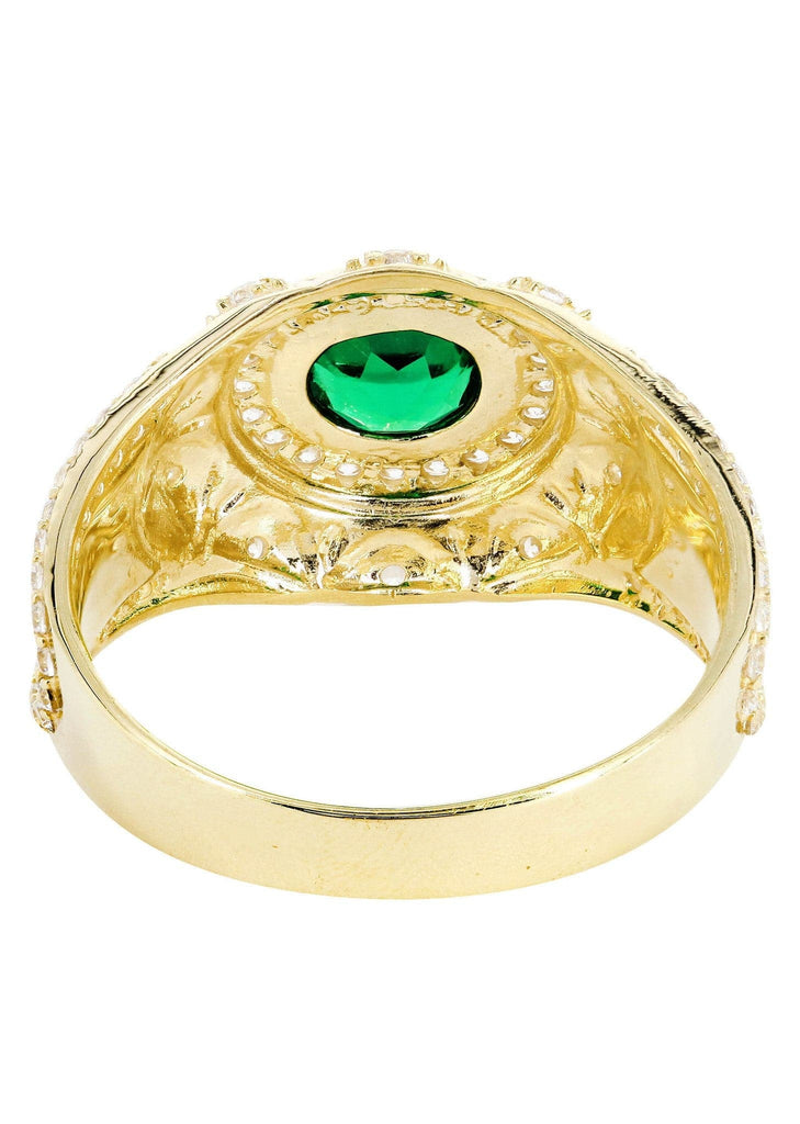 Emerald & Cz 10K Yellow Gold Mens Ring. | 6.6 Grams MEN'S RINGS FROST NYC 