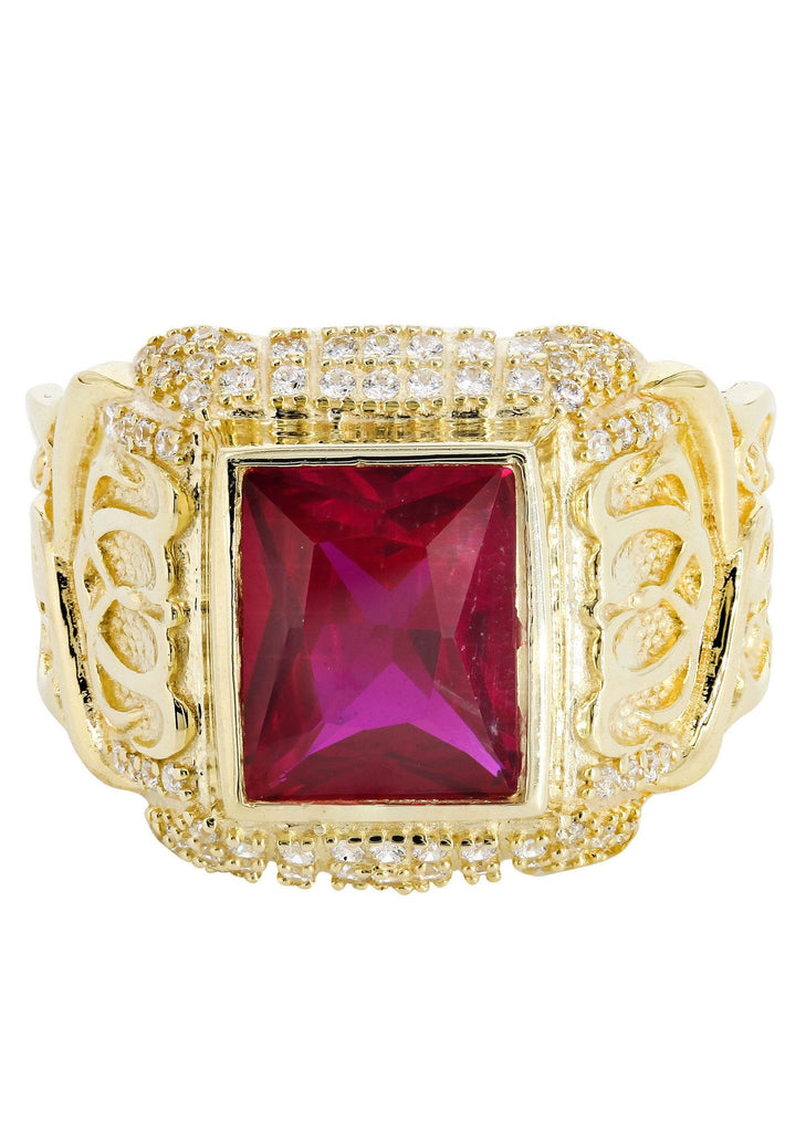 Ruby & Cz 10K Yellow Gold Mens Ring. | 7.1 Grams MEN'S RINGS FROST NYC 