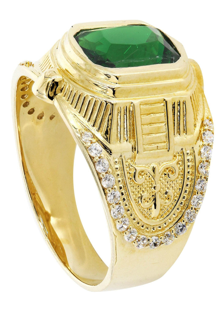 Emerald & Cz 10K Yellow Gold Mens Ring. | 7.2 Grams MEN'S RINGS FROST NYC 