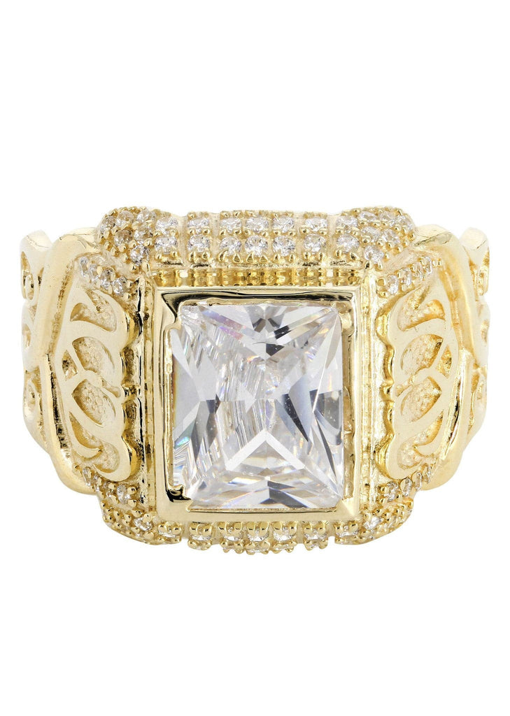 Rock Crystal & Cz 10K Yellow Gold Mens Ring. | 7.7 Grams MEN'S RINGS FROST NYC 