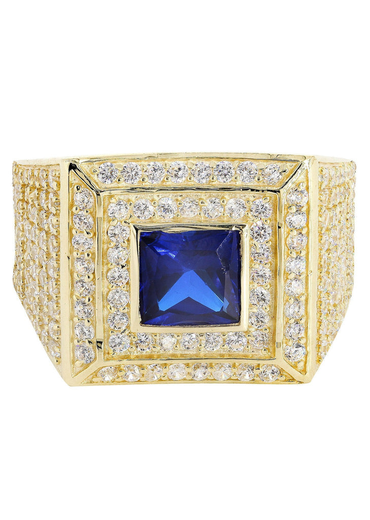 Sapphire & Cz 10K Yellow Gold Mens Ring. | 10.9 Grams MEN'S RINGS FROST NYC 