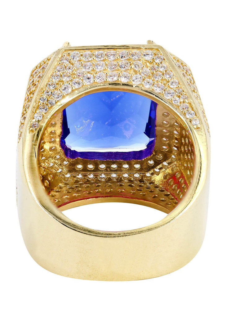 Sapphire & Cz 10K Yellow Gold Mens Ring. | 20.7 Grams MEN'S RINGS FROST NYC 