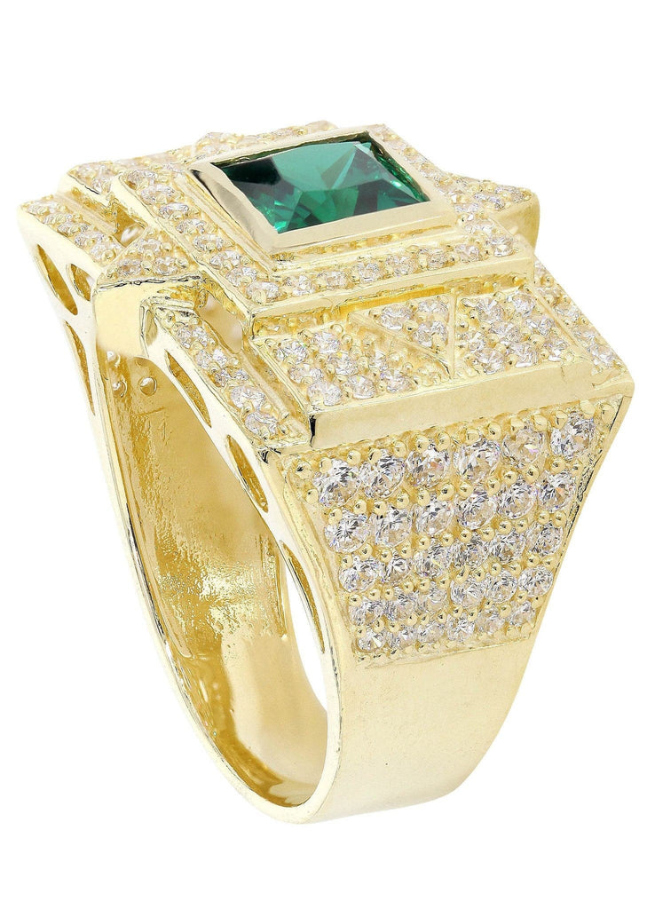 Emerald & Cz 10K Yellow Gold Mens Ring. | 13.3 Grams MEN'S RINGS FROST NYC 