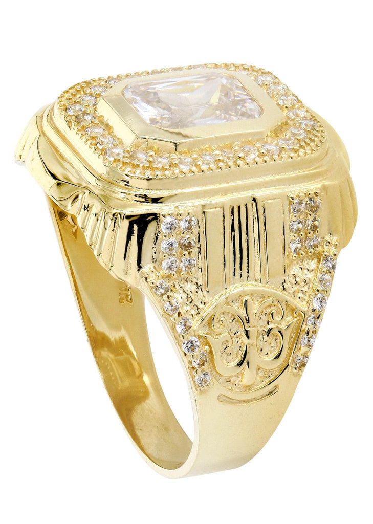 Rock Crystal & Cz 10K Yellow Gold Mens Ring. | 7.9 Grams MEN'S RINGS FROST NYC 