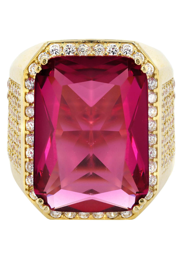 Ruby & Cz 10K Yellow Gold Mens Ring. | 21.8 Grams MEN'S RINGS FROST NYC 