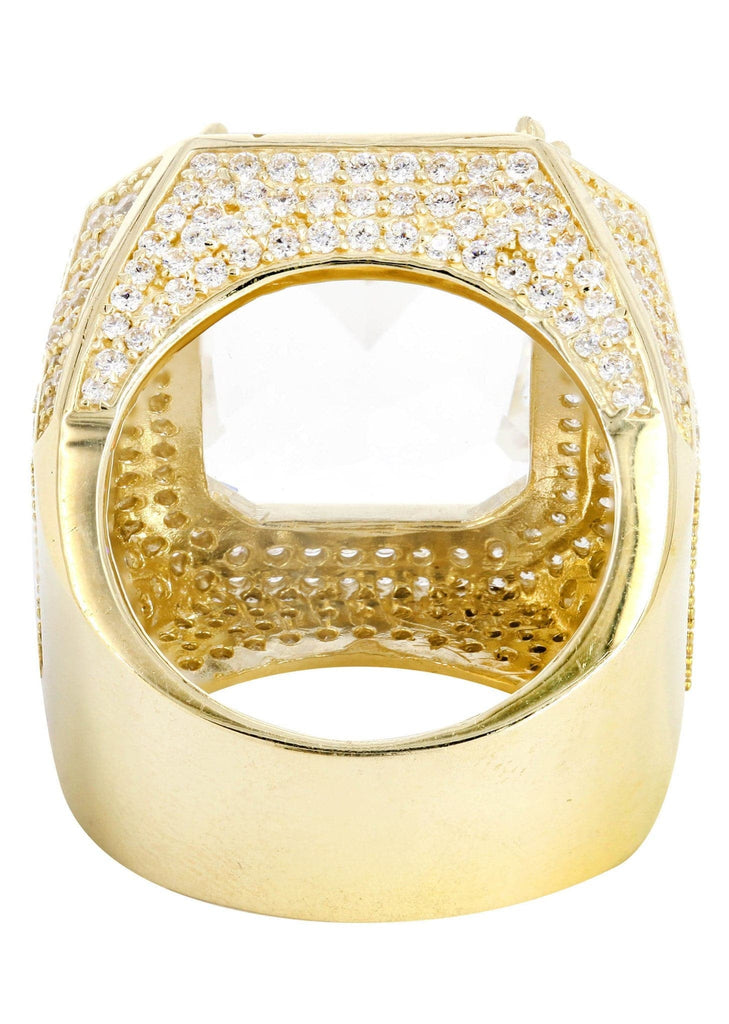 Rock Crystal & Cz 10K Yellow Gold Mens Ring. | 28 Grams MEN'S RINGS FROST NYC 