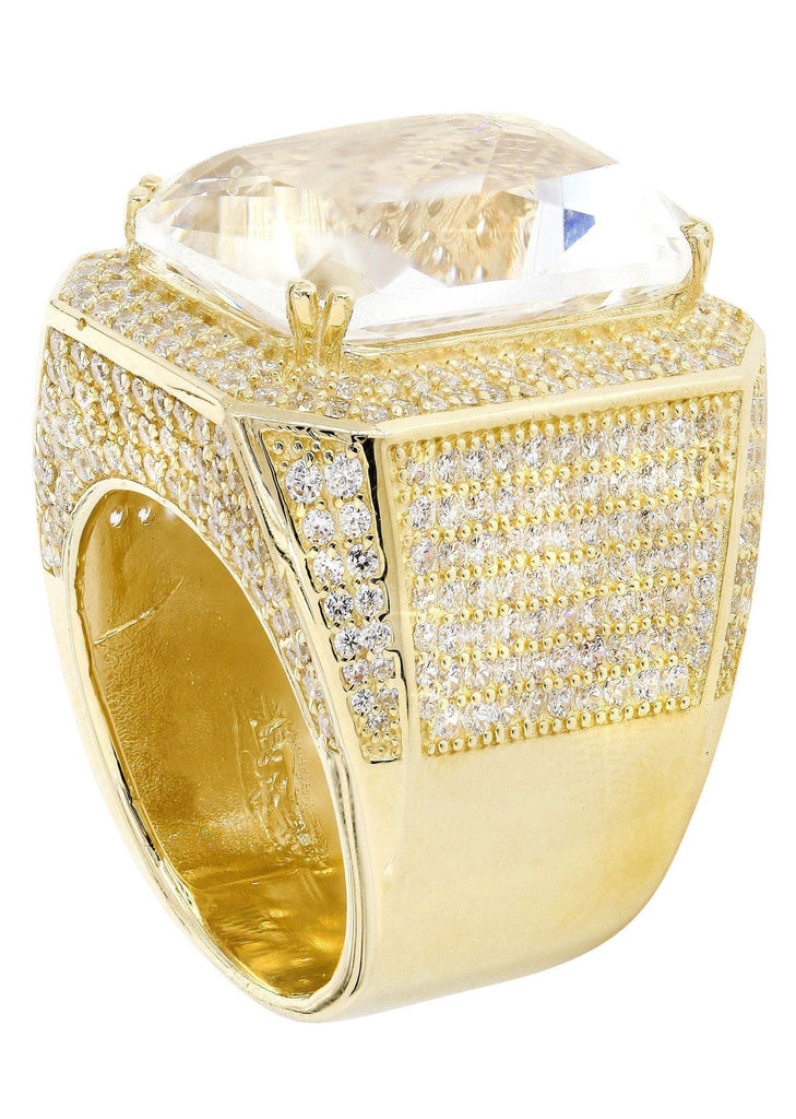 Rock Crystal & Cz 10K Yellow Gold Mens Ring. | 28 Grams MEN'S RINGS FROST NYC 