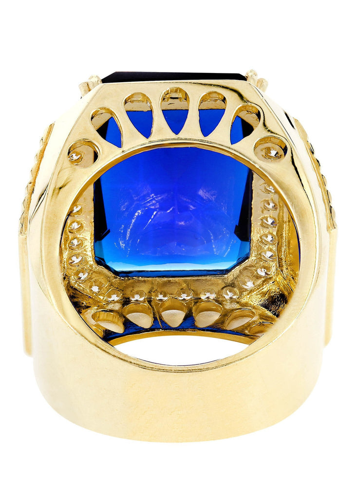 Sapphire & Cz 10K Yellow Gold Mens Ring. | 23.1 Grams MEN'S RINGS FROST NYC 