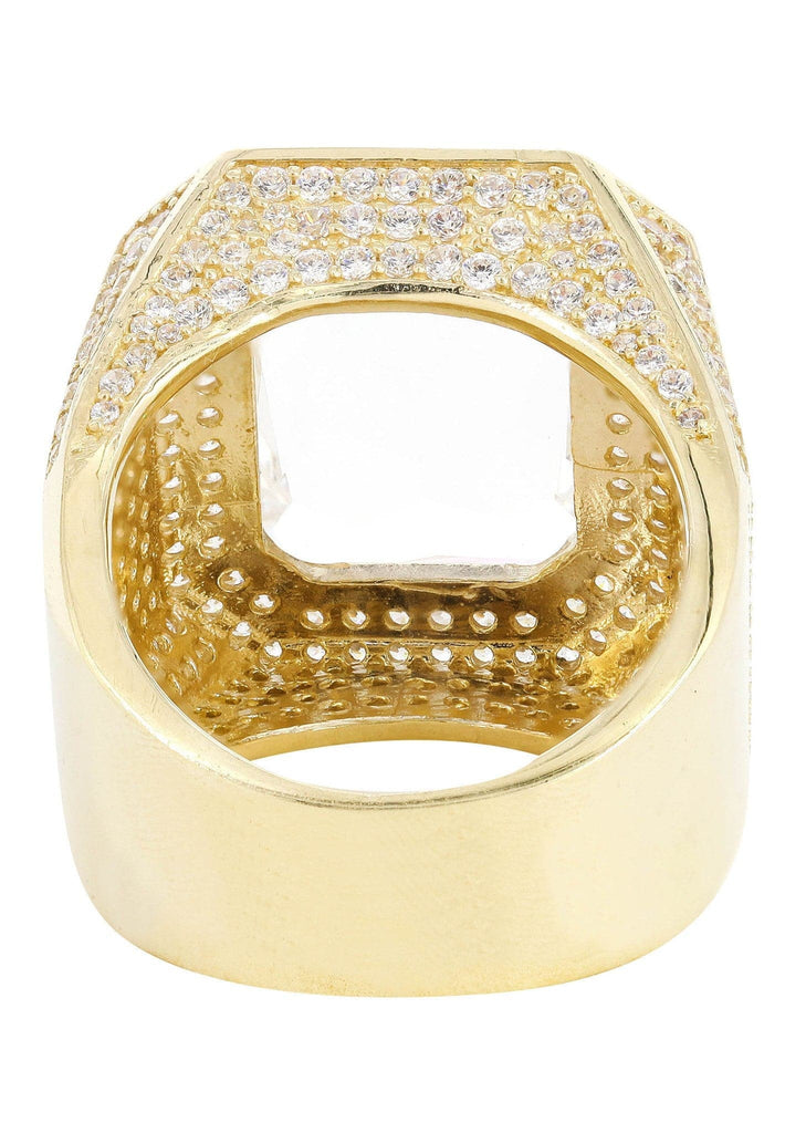 Rock Crystal & Cz 10K Yellow Gold Mens Ring. | 21.8 Grams MEN'S RINGS FROST NYC 