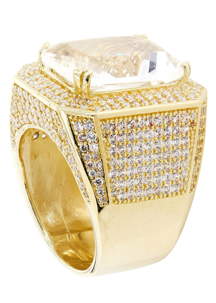 Rock Crystal & Cz 10K Yellow Gold Mens Ring. | 21.8 Grams MEN'S RINGS FROST NYC 