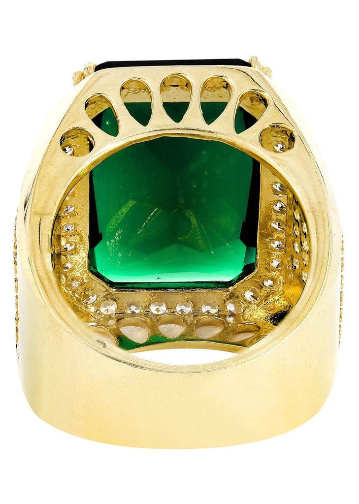 Emerald & Cz 10K Yellow Gold Mens Ring. | 21.1 Grams MEN'S RINGS FROST NYC 