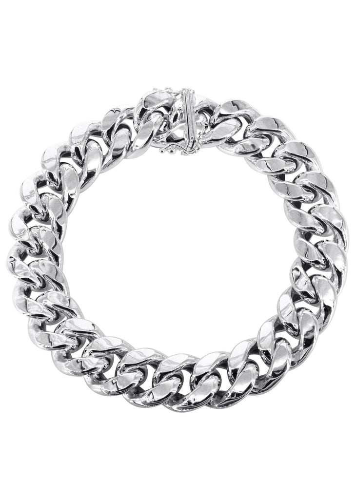 Hollow Mens Miami Cuban Link Bracelet 10K White Gold Men's Gold Bracelets MANUFACTURER 1 