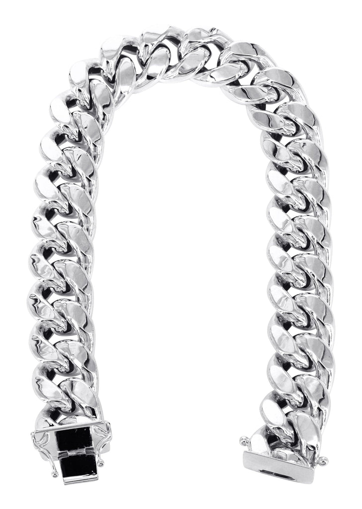 Hollow Mens Miami Cuban Link Bracelet 10K White Gold Men's Gold Bracelets MANUFACTURER 1 