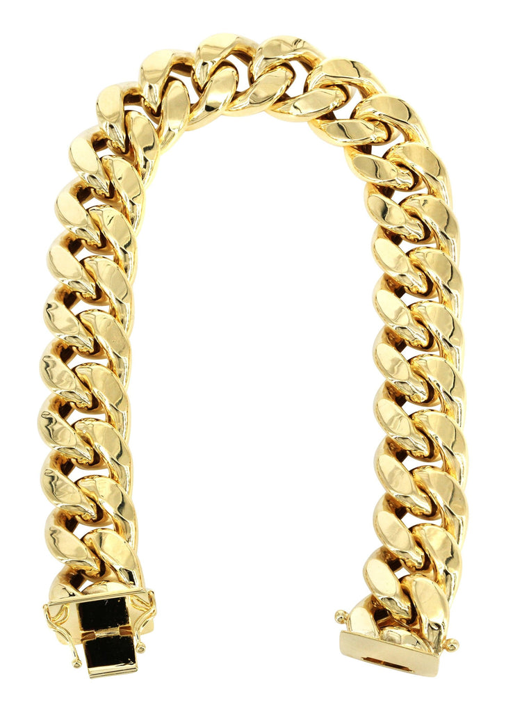 14K Gold Bracelet Hollow Miami Cuban Link Men's Gold Bracelets MANUFACTURER 2 