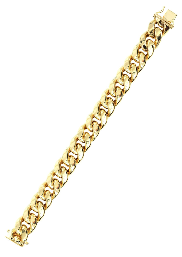 14K Gold Bracelet Hollow Miami Cuban Link Men's Gold Bracelets MANUFACTURER 2 