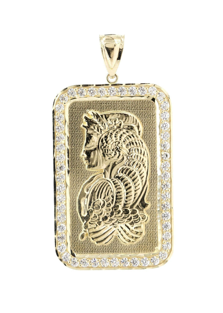 Big Dogtag & Cz 10K Yellow Gold Pendant. | 8.8 Grams MEN'S PENDANTS FROST NYC 