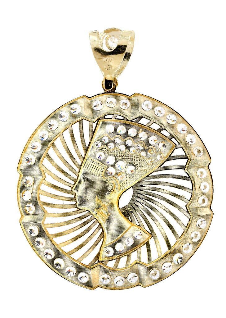 Big Pharoh & Cz 10K Yellow Gold Pendant. | 37.2 Grams MEN'S PENDANTS FROST NYC 