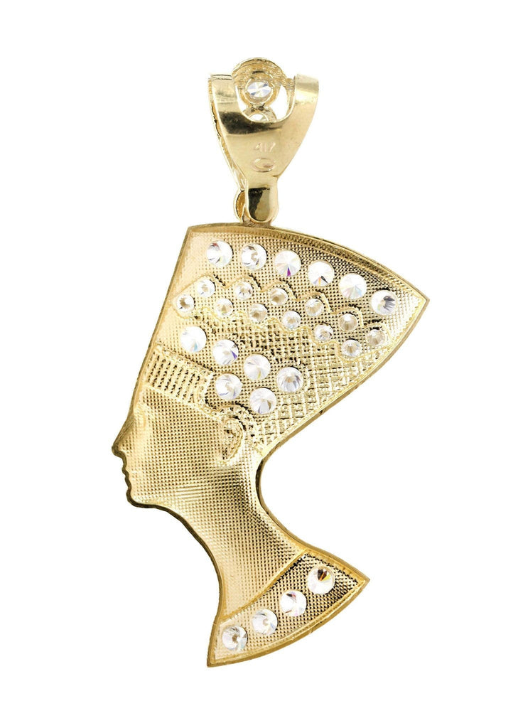 Big Pharoh & Cz 10K Yellow Gold Pendant. | 10.9 Grams MEN'S PENDANTS FROST NYC 