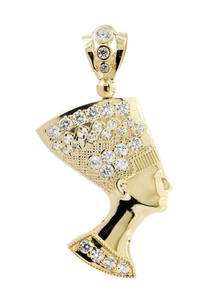 Big Pharoh & Cz 10K Yellow Gold Pendant. | 10.9 Grams MEN'S PENDANTS FROST NYC 