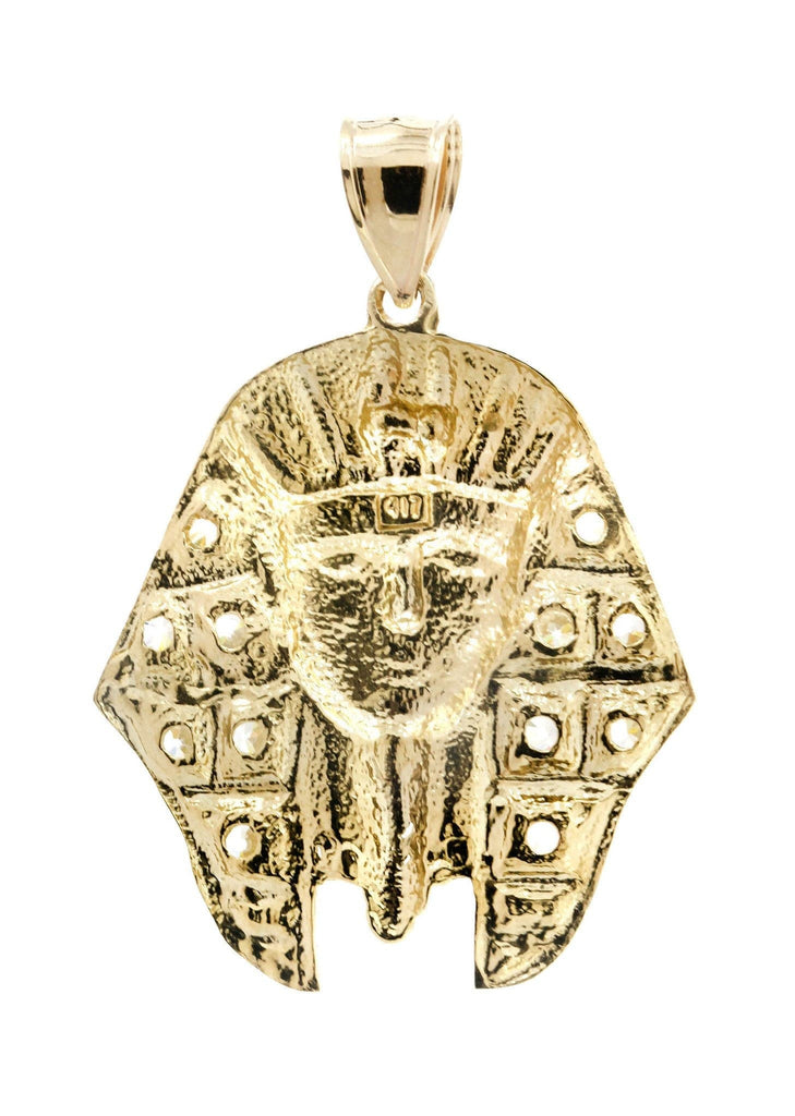 Big Pharoh & Cz 10K Yellow Gold Pendant. | 10.5 Grams MEN'S PENDANTS FROST NYC 