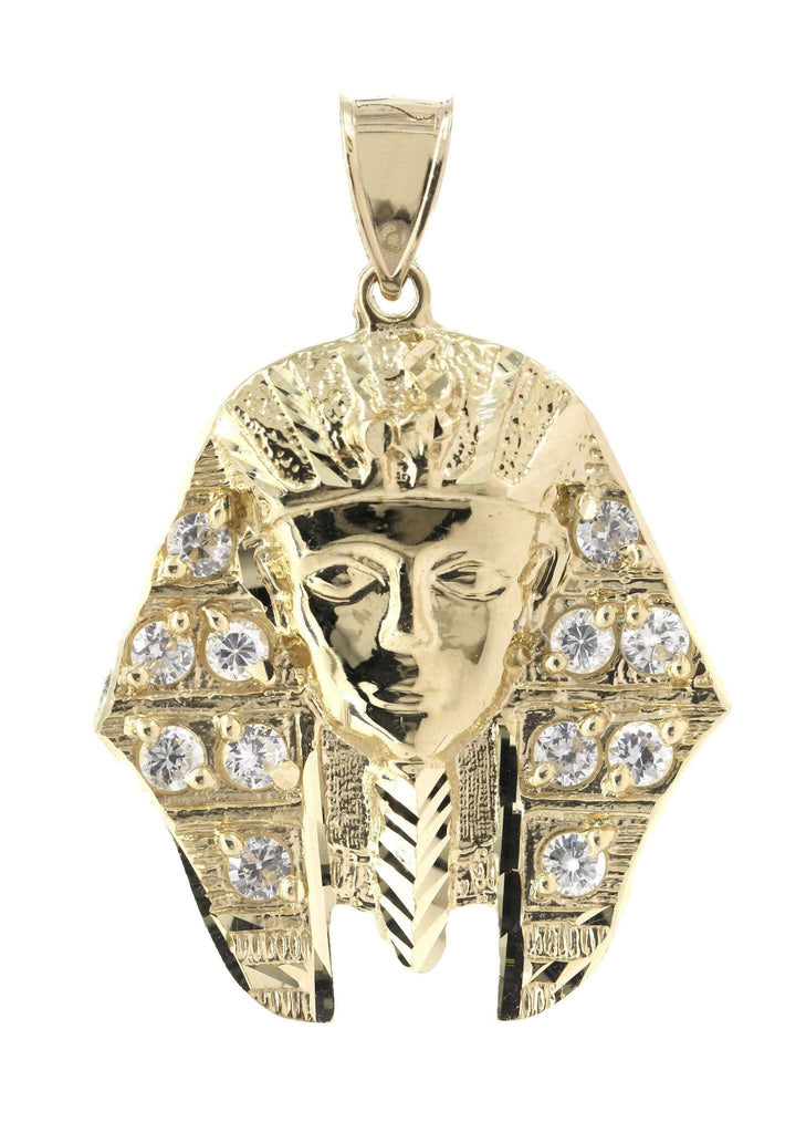 Big Pharoh & Cz 10K Yellow Gold Pendant. | 10.5 Grams MEN'S PENDANTS FROST NYC 