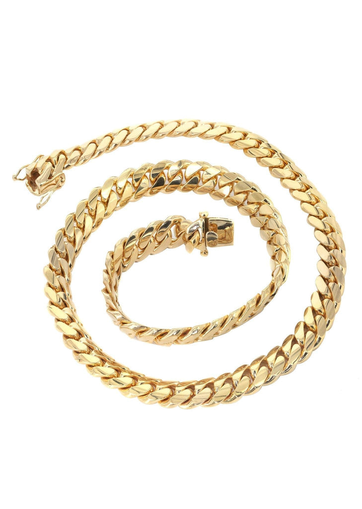 Mens Chain - Solid Miami Cuban Link 10K Gold MEN'S CHAINS FROST NYC 